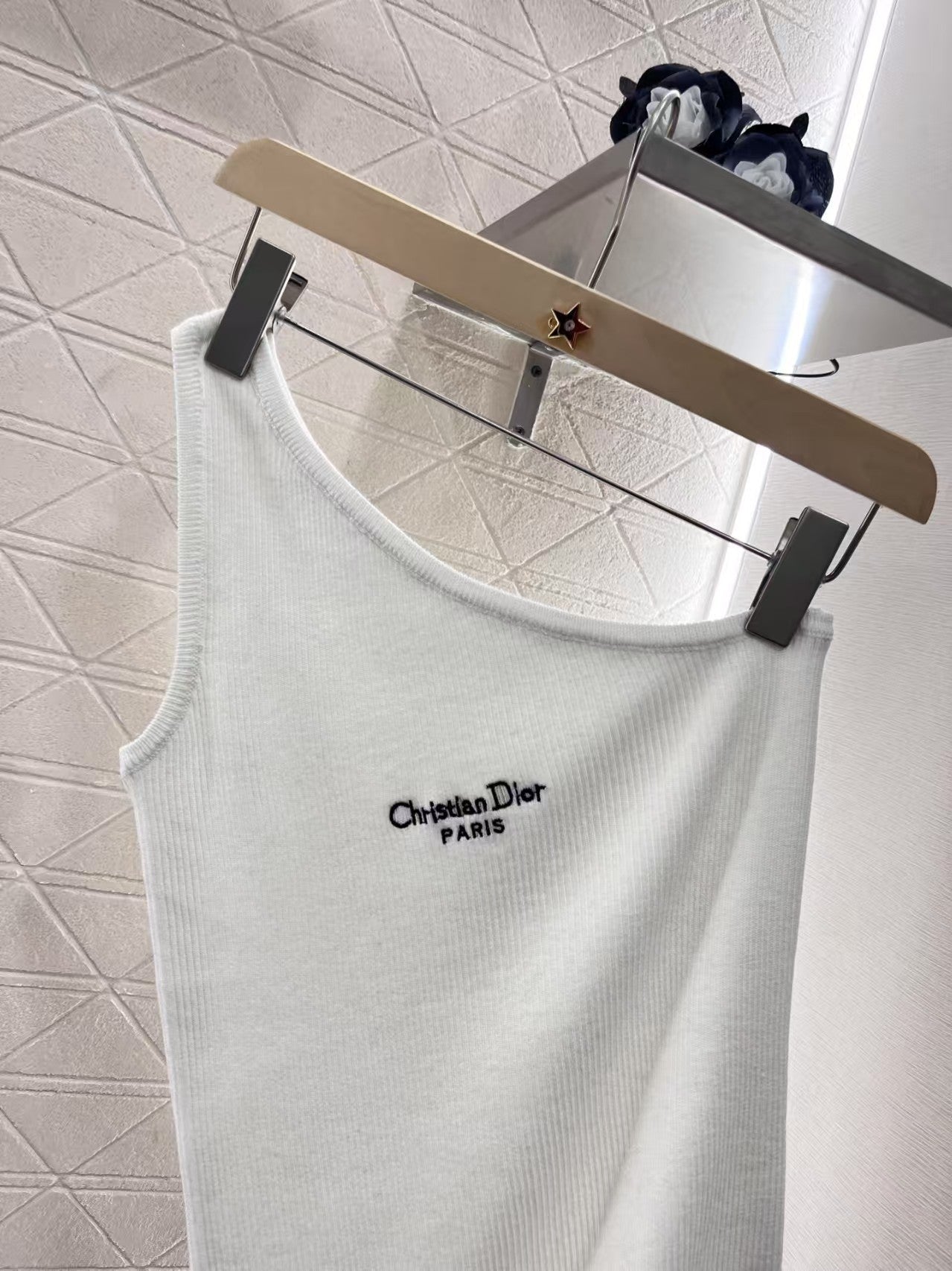 25ss one shoulder knitted vest