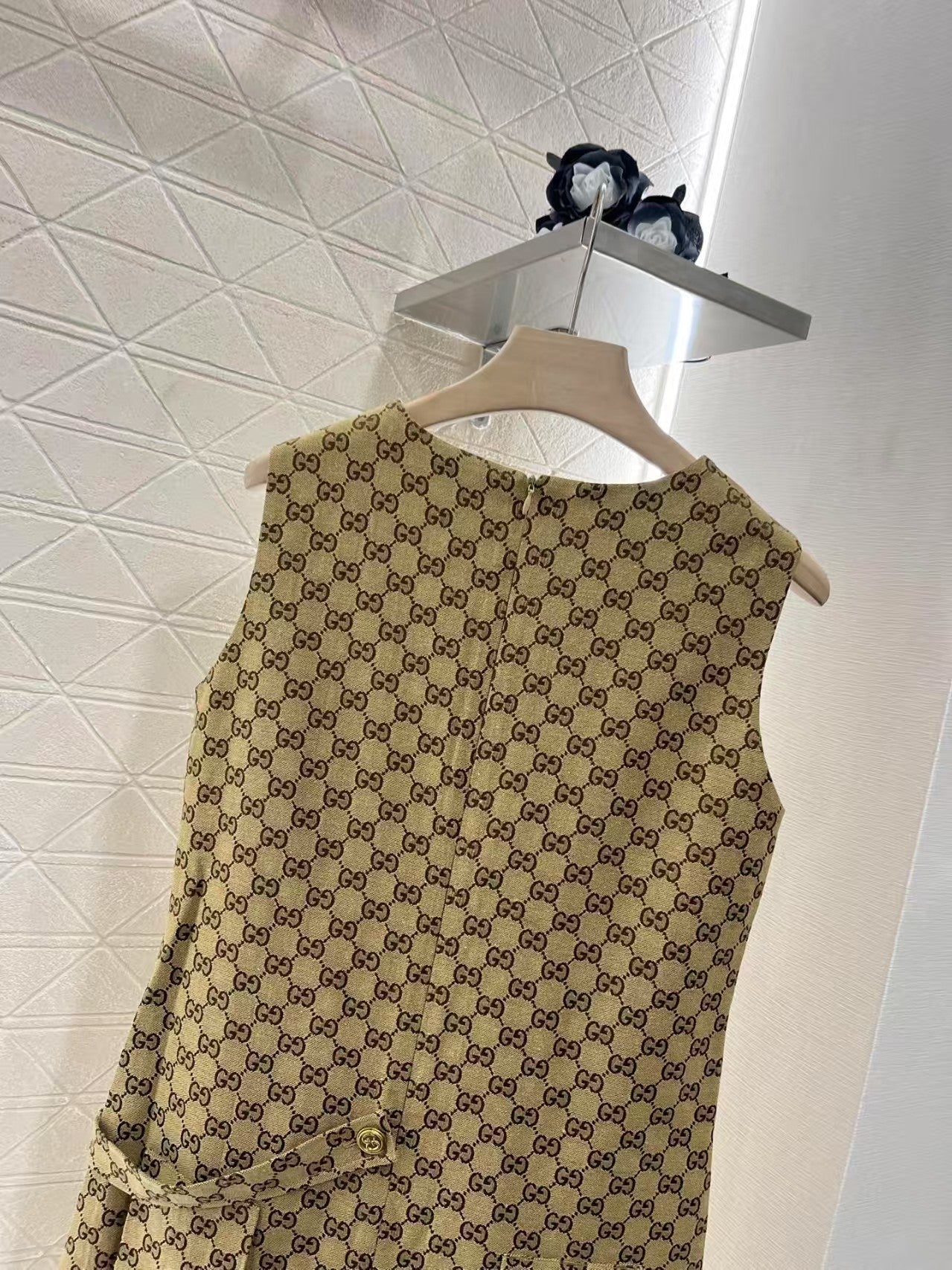 25ss sleeveless pleated jacquard tank dress