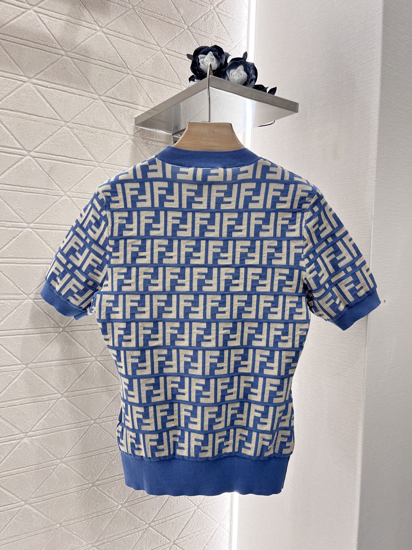 New Round Neck Jacquard Knit Short Sleeve