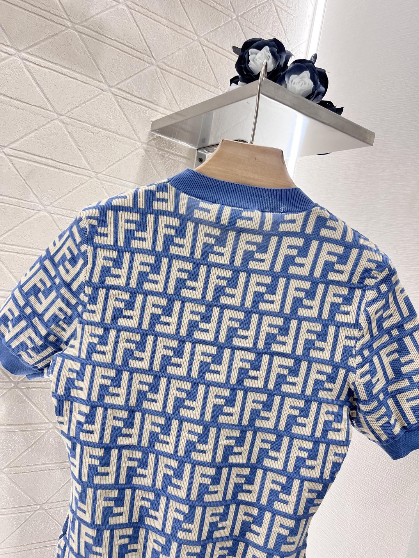 New Round Neck Jacquard Knit Short Sleeve