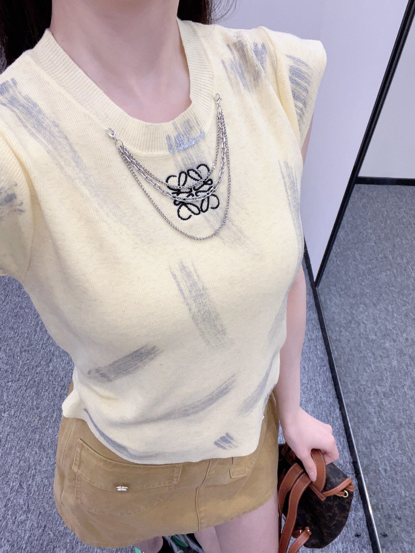 👚25SS New Round Neck Knitted Short Sleeve Wool Material