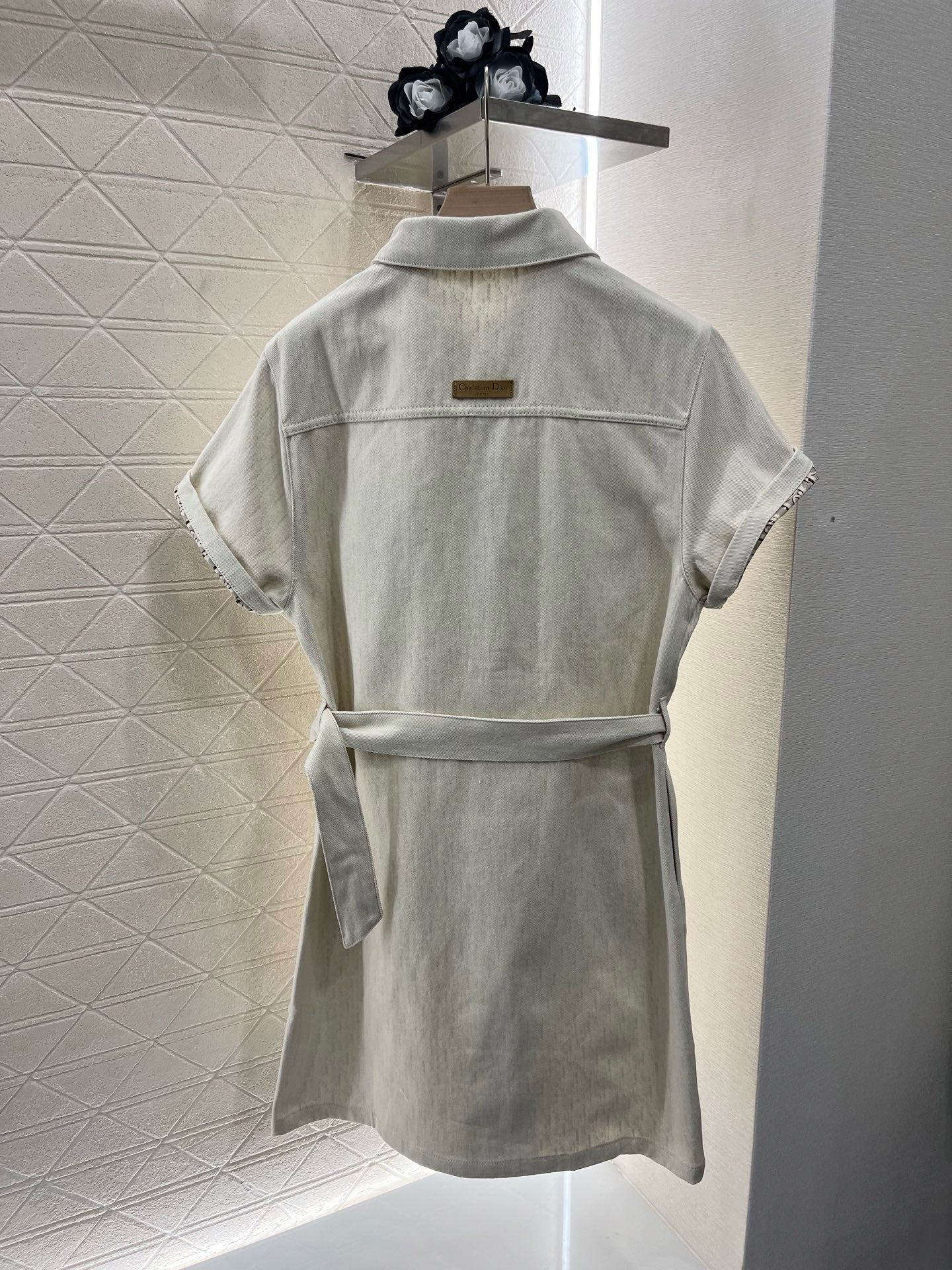 25SS 2025SS New Short Sleeve Printed Belt Denim Skirt