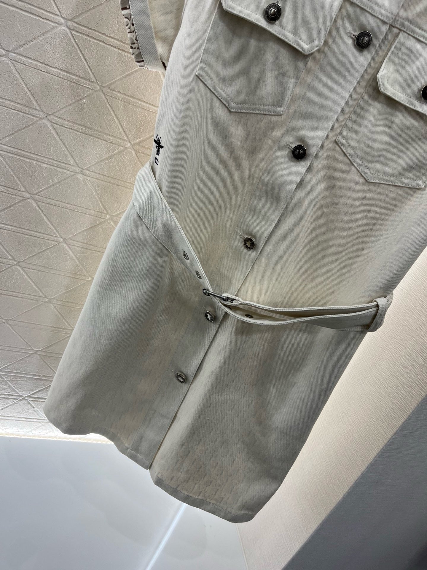 25SS 2025SS New Short Sleeve Printed Belt Denim Skirt