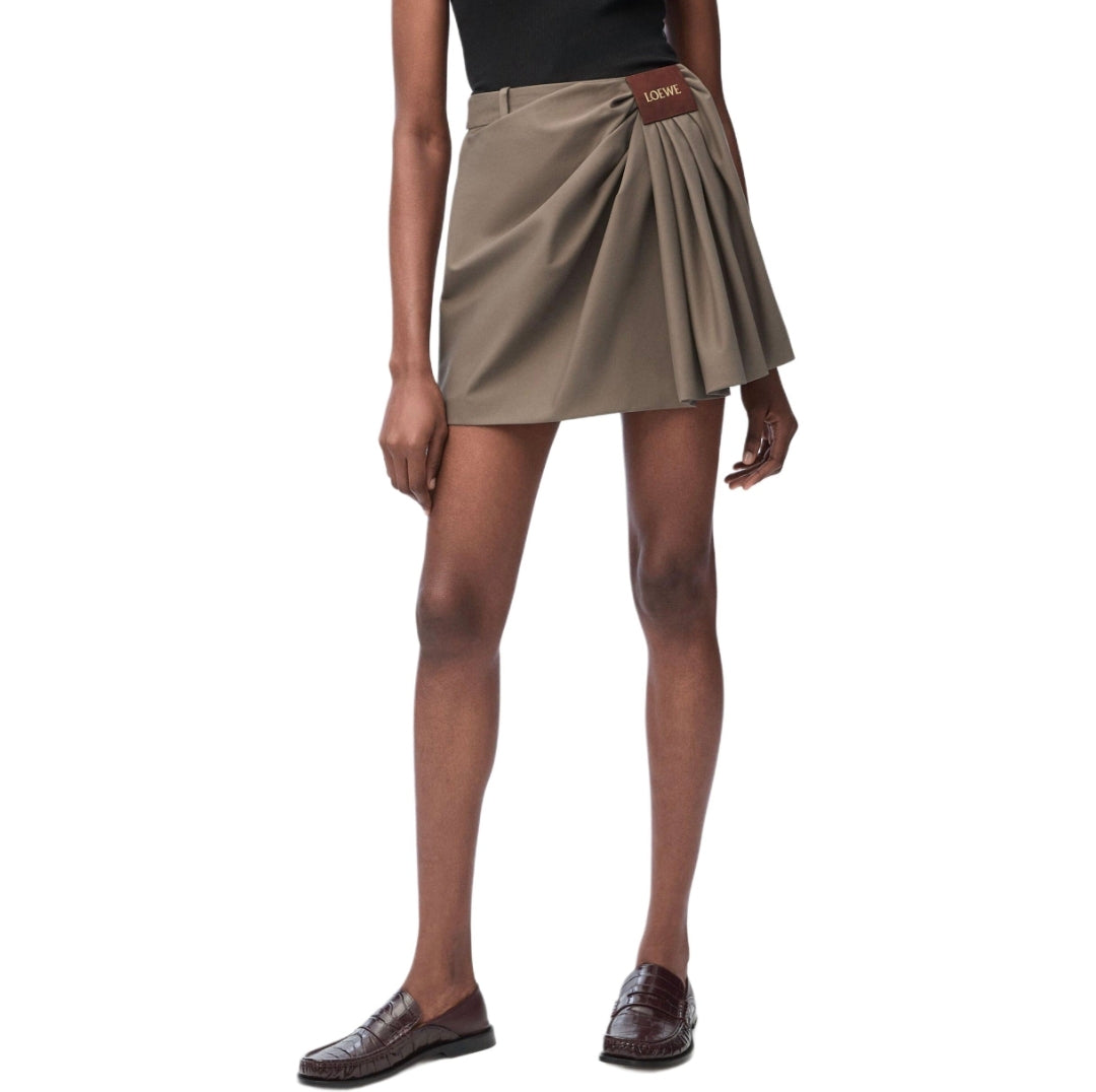 25ss leather label pleated fashionable suit skirt
