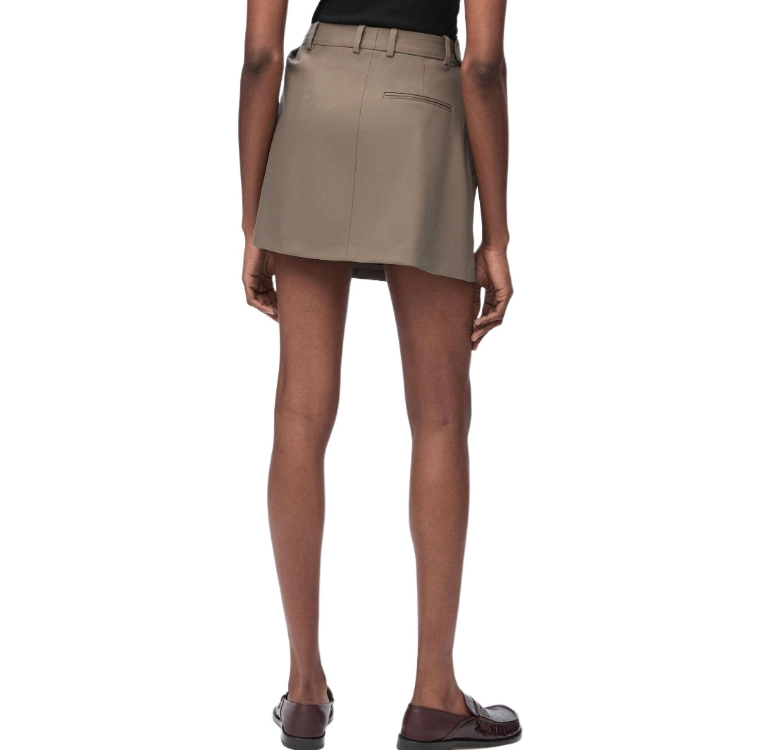 25ss leather label pleated fashionable suit skirt