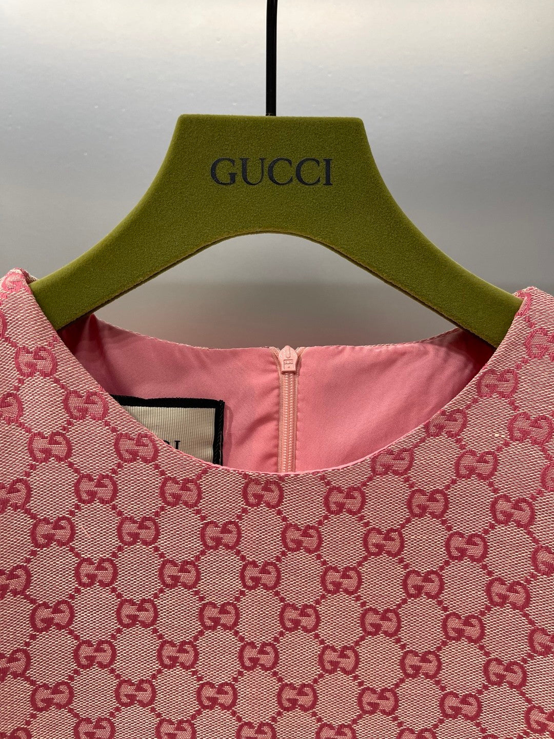 Sparkling luxury crystal diamond GG monogram jacquard short-sleeved dress