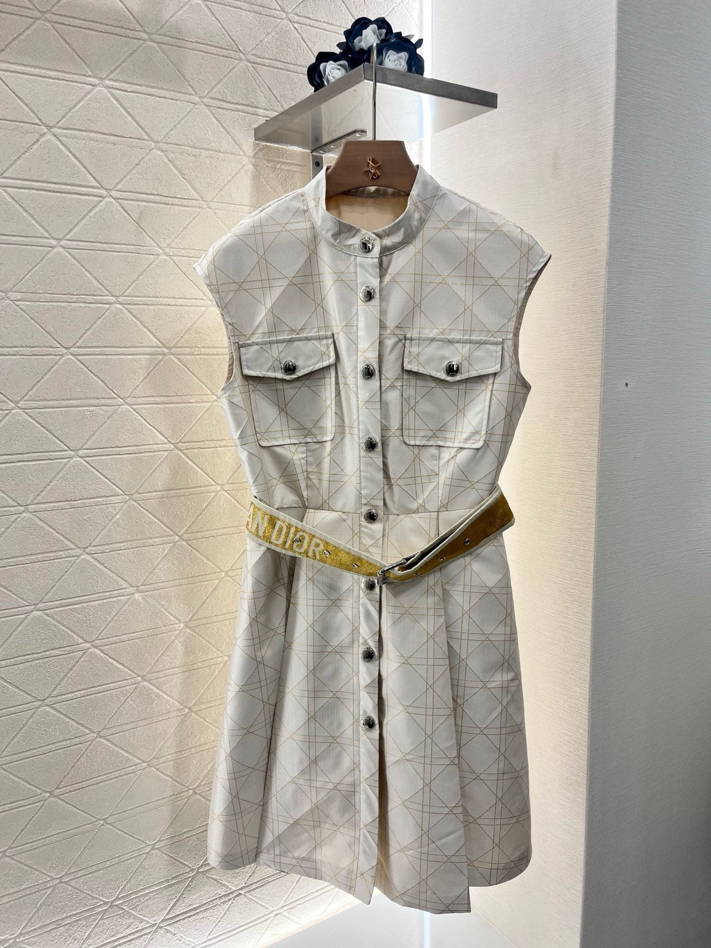 25SS New Arrival Jacquard Belt Sleeveless Dress