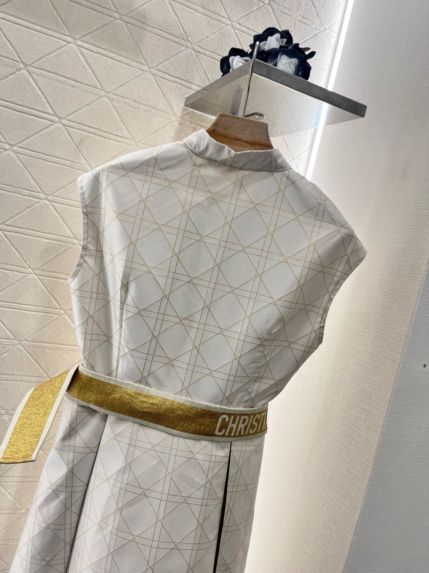 25SS New Arrival Jacquard Belt Sleeveless Dress
