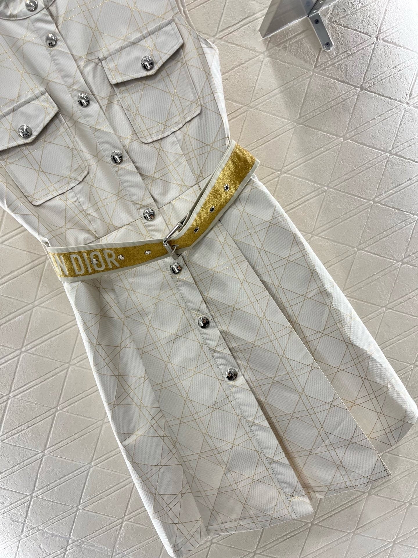 25SS New Arrival Jacquard Belt Sleeveless Dress