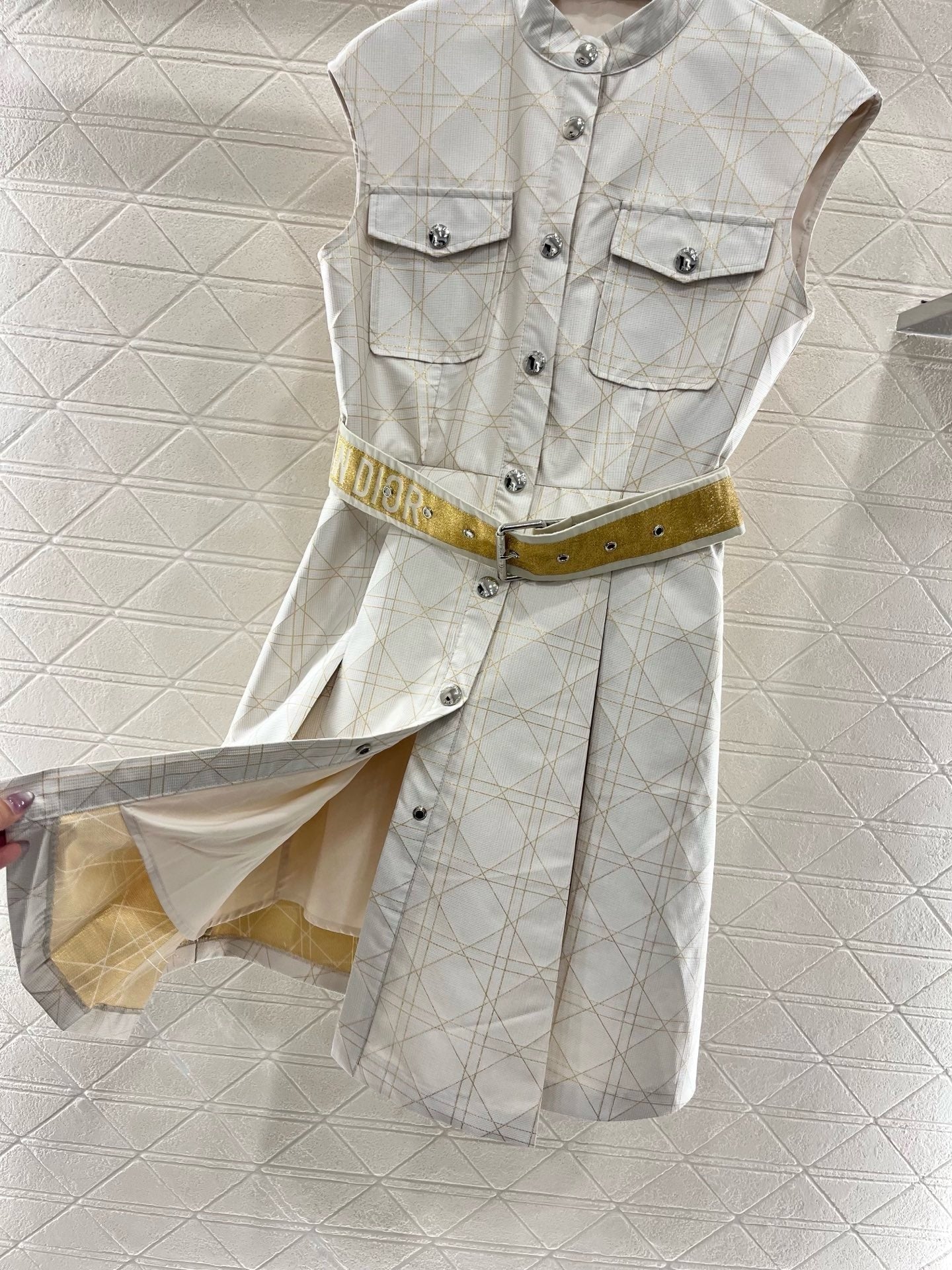 25SS New Arrival Jacquard Belt Sleeveless Dress