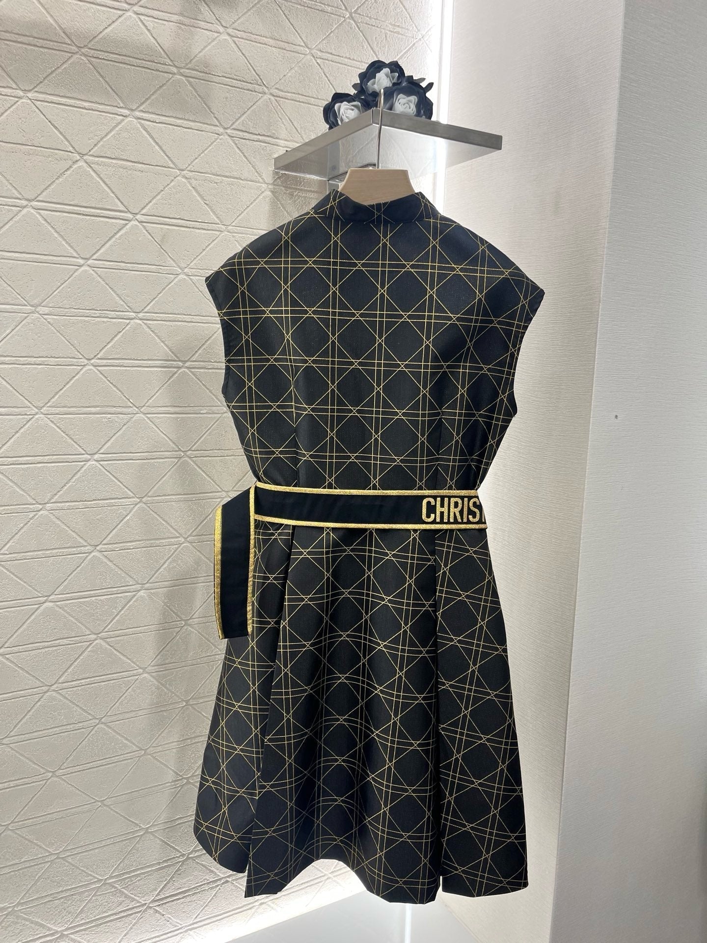 25SS New Arrival Jacquard Belt Sleeveless Dress