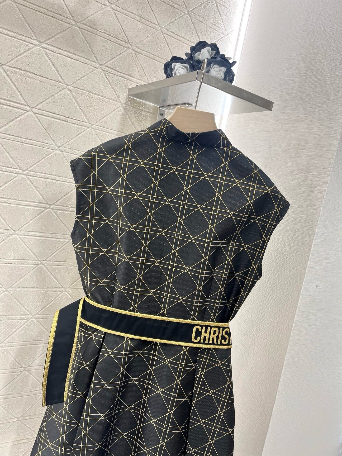 25SS New Arrival Jacquard Belt Sleeveless Dress