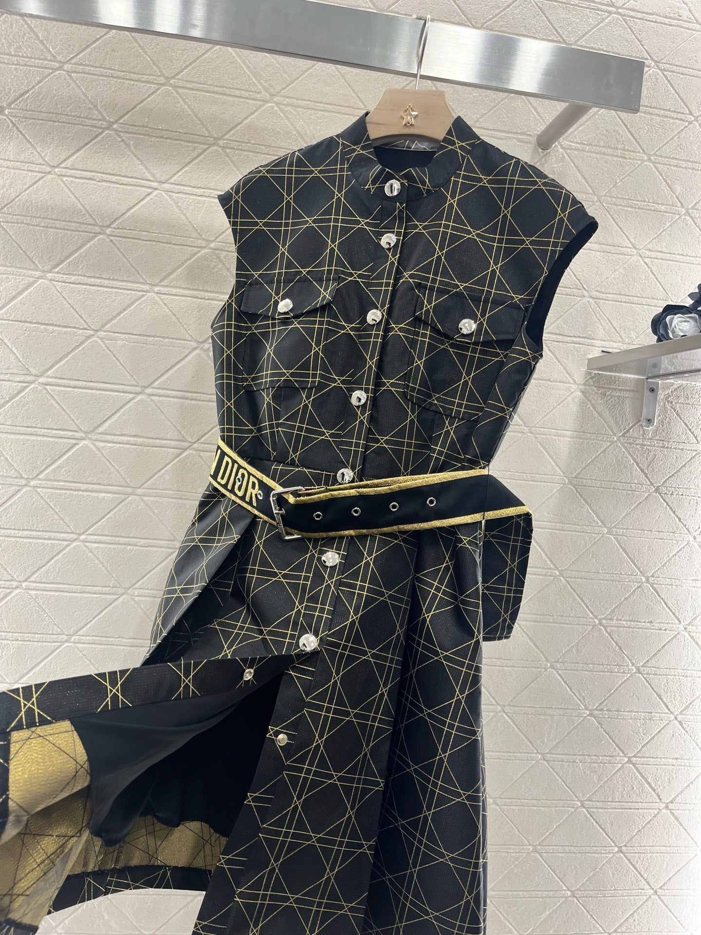 25SS New Arrival Jacquard Belt Sleeveless Dress