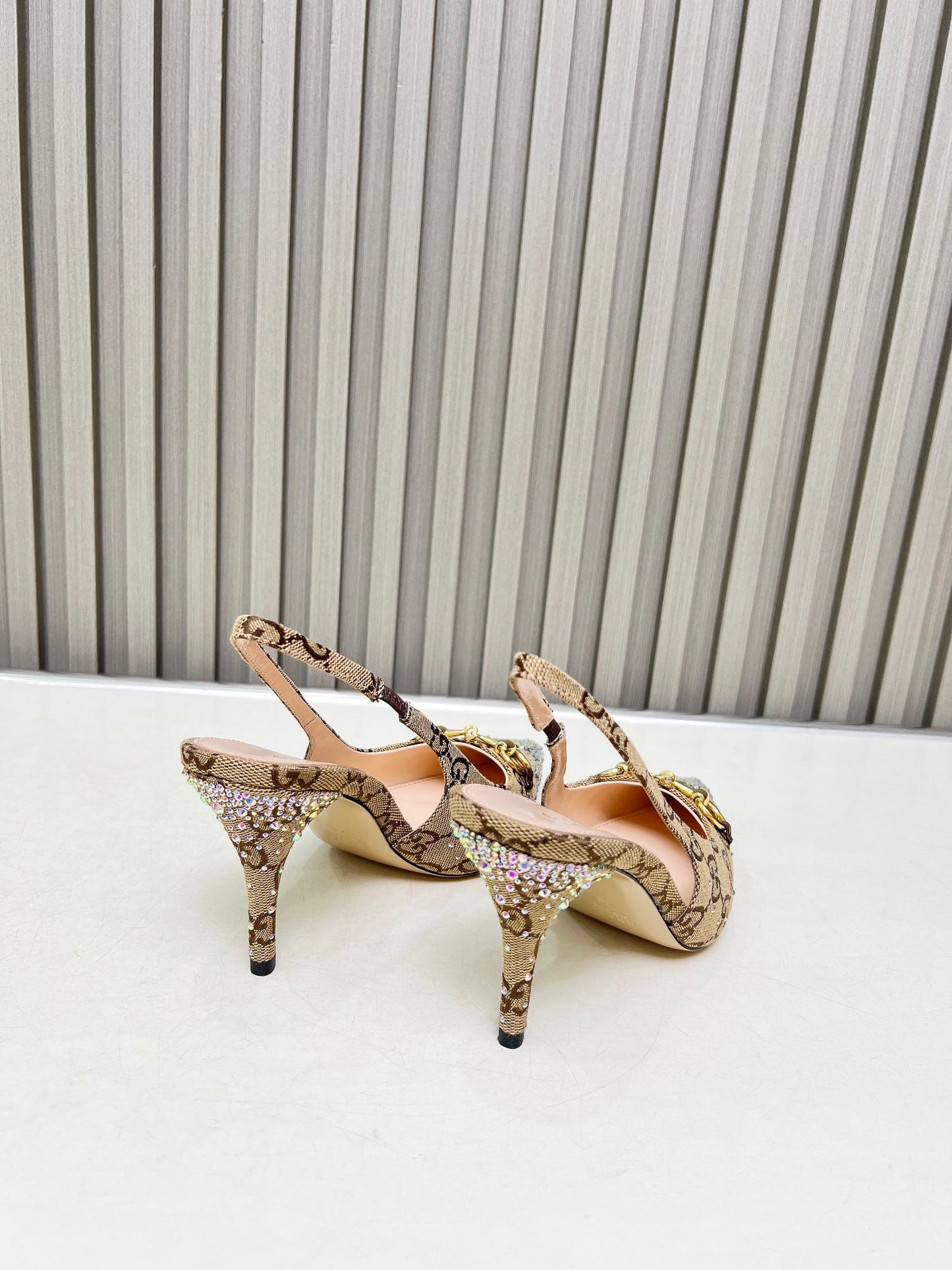 Classic pattern diamond stiletto high heels