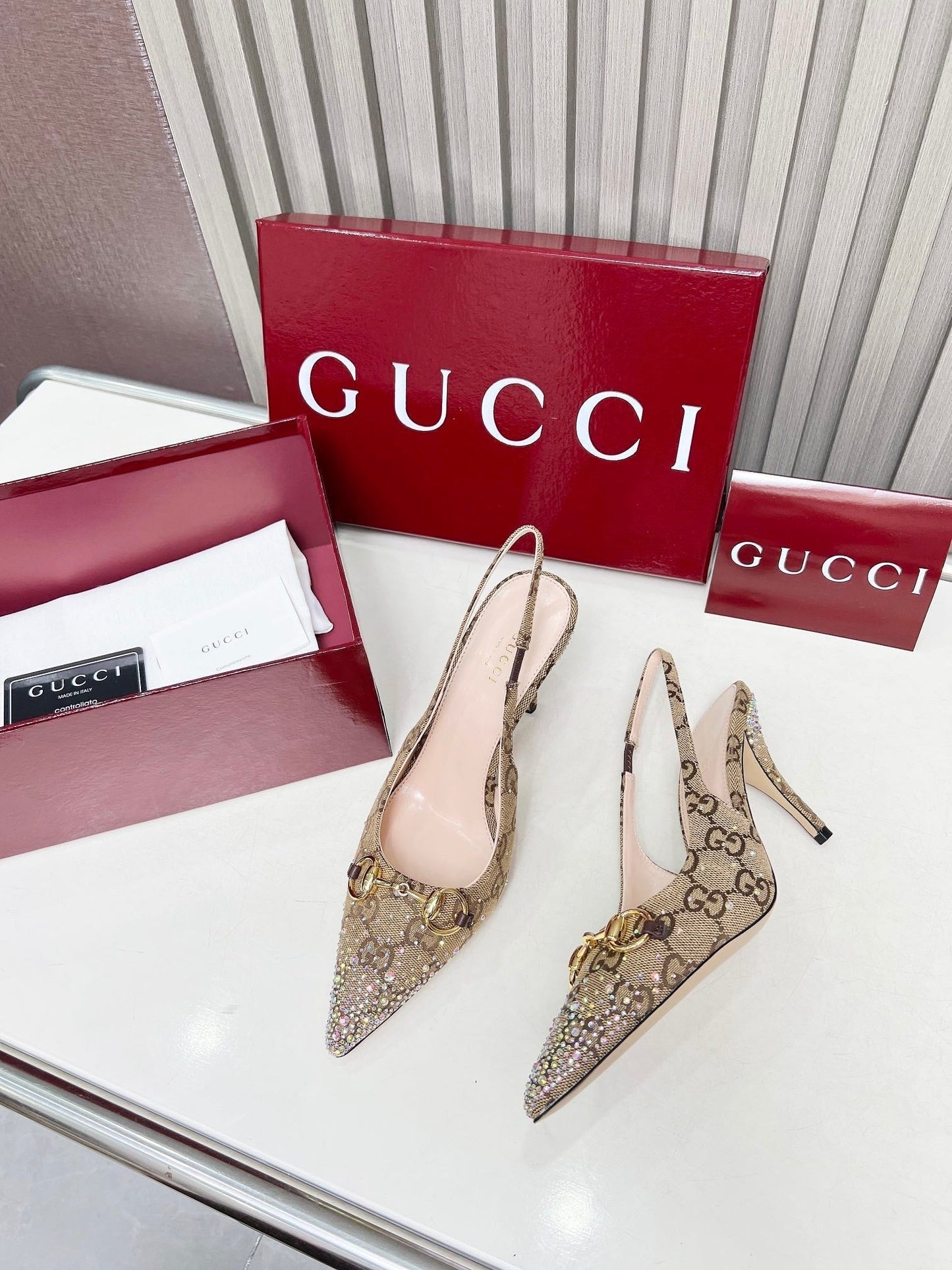 Classic pattern diamond stiletto high heels