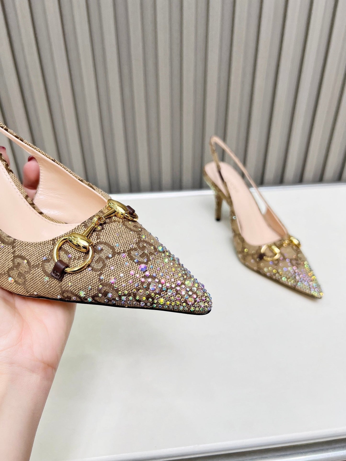 Classic pattern diamond stiletto high heels