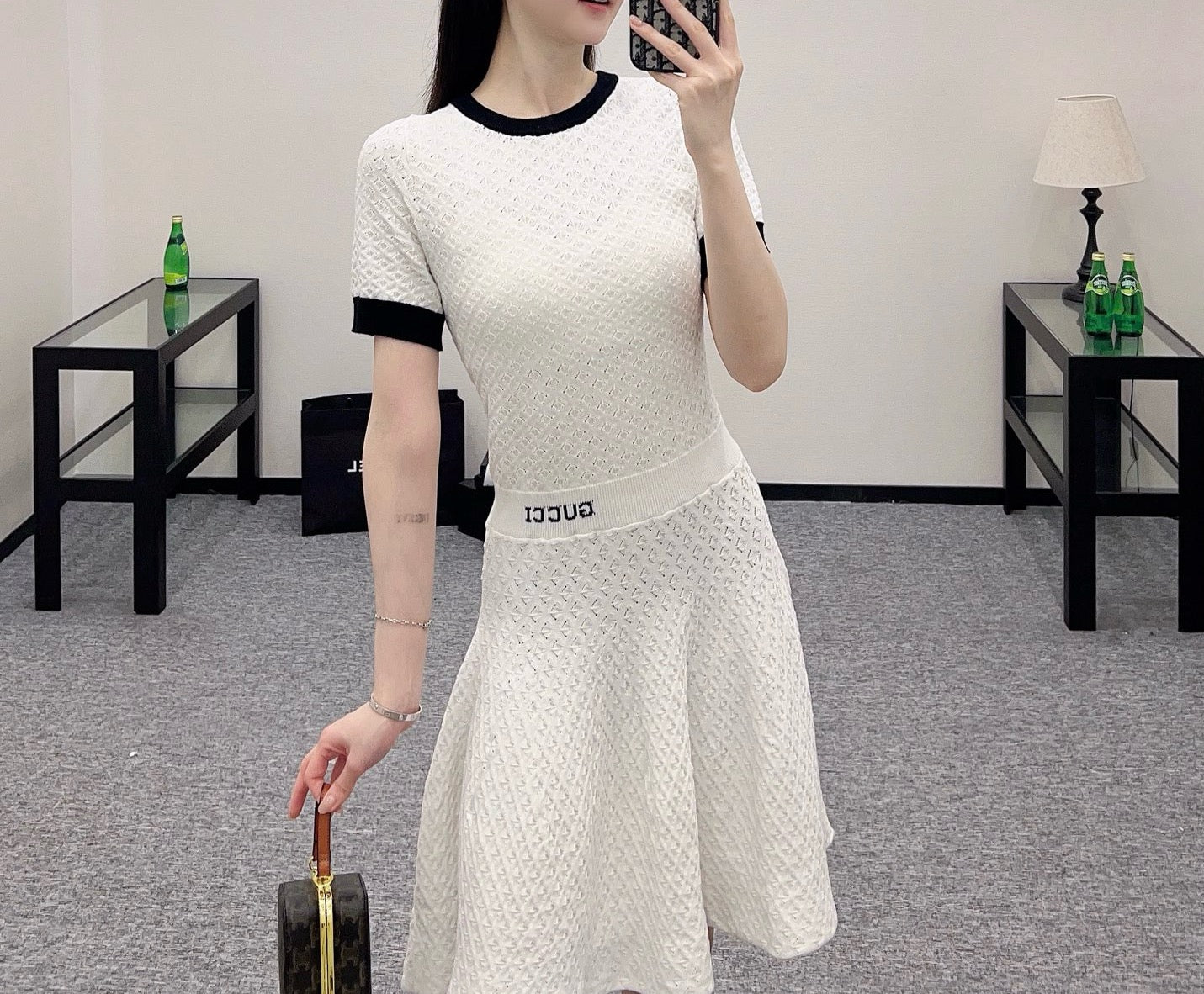 25SS new product Round neck short sleeve dress