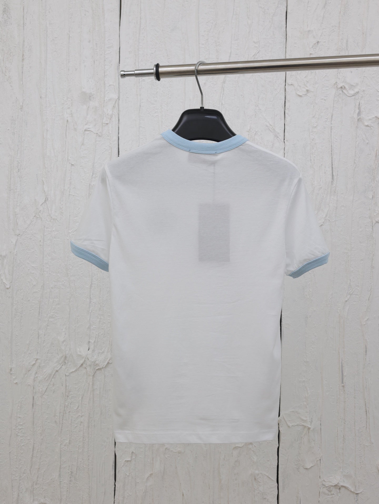 25g letter embroidery round neck short sleeve t-shirt