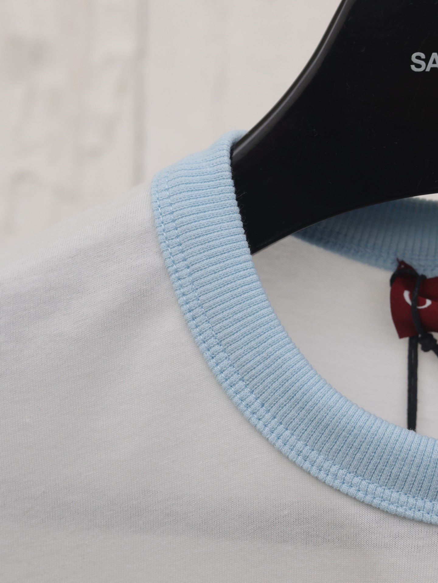 25g letter embroidery round neck short sleeve t-shirt