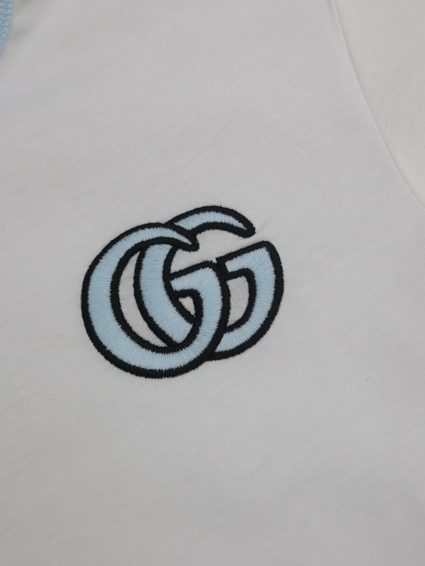 25g letter embroidery round neck short sleeve t-shirt