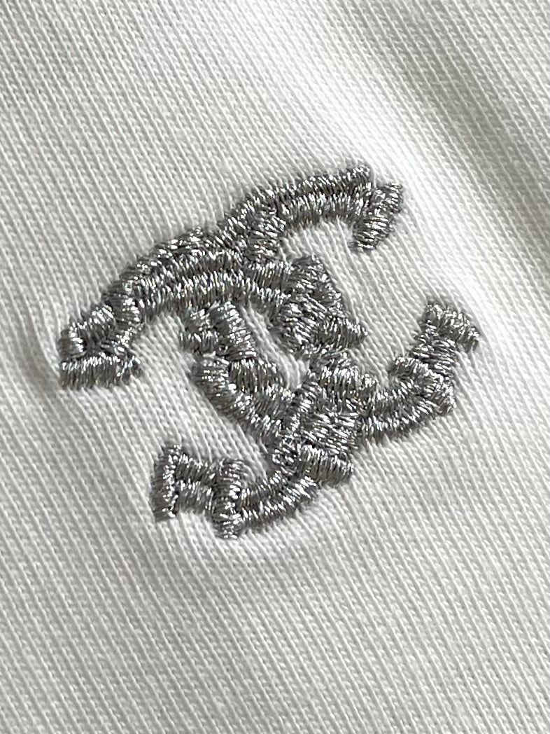25 Silver metallic thread embroidered short sleeves