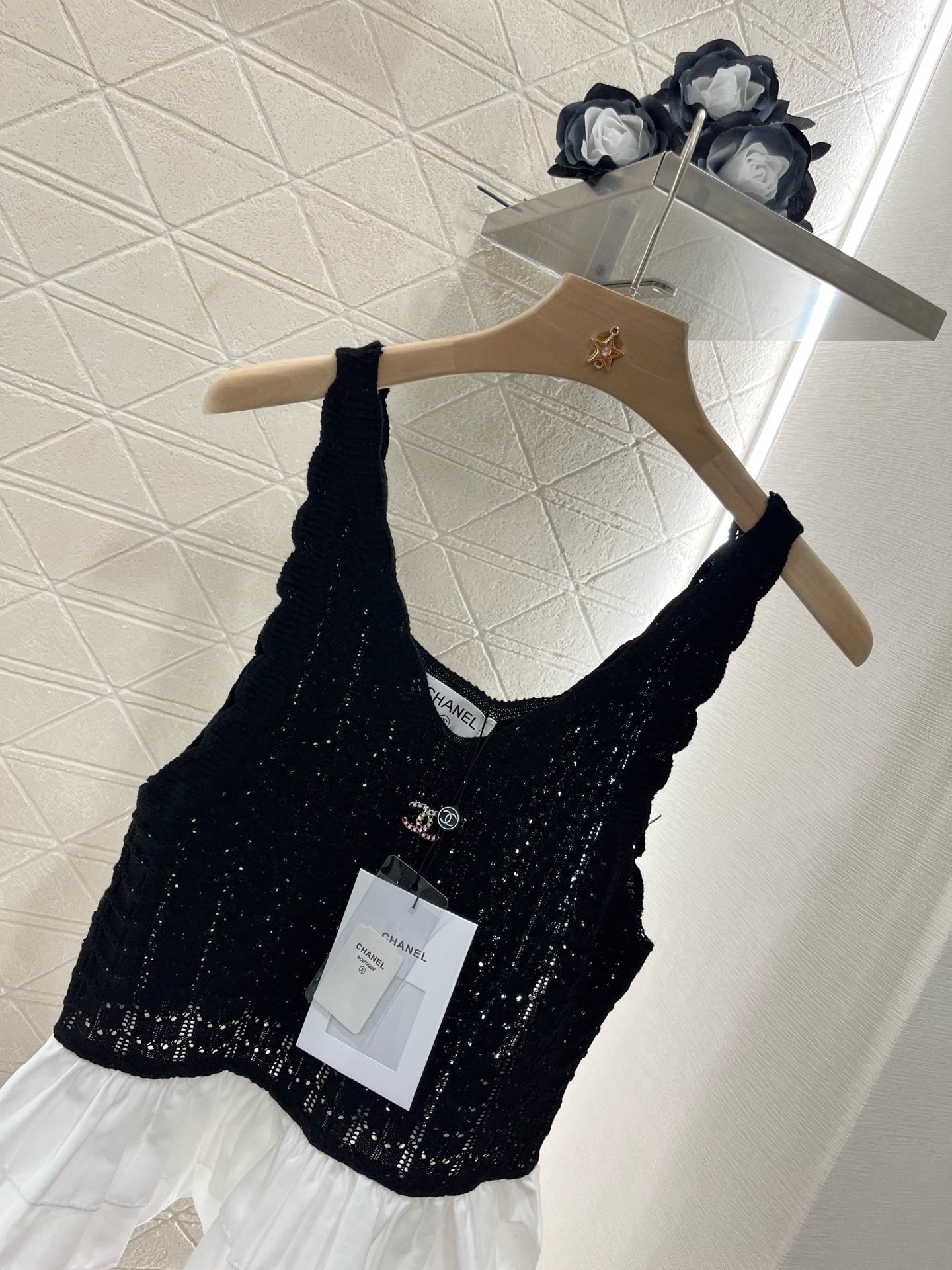 2025SS new lace knitted vest wool yarn material