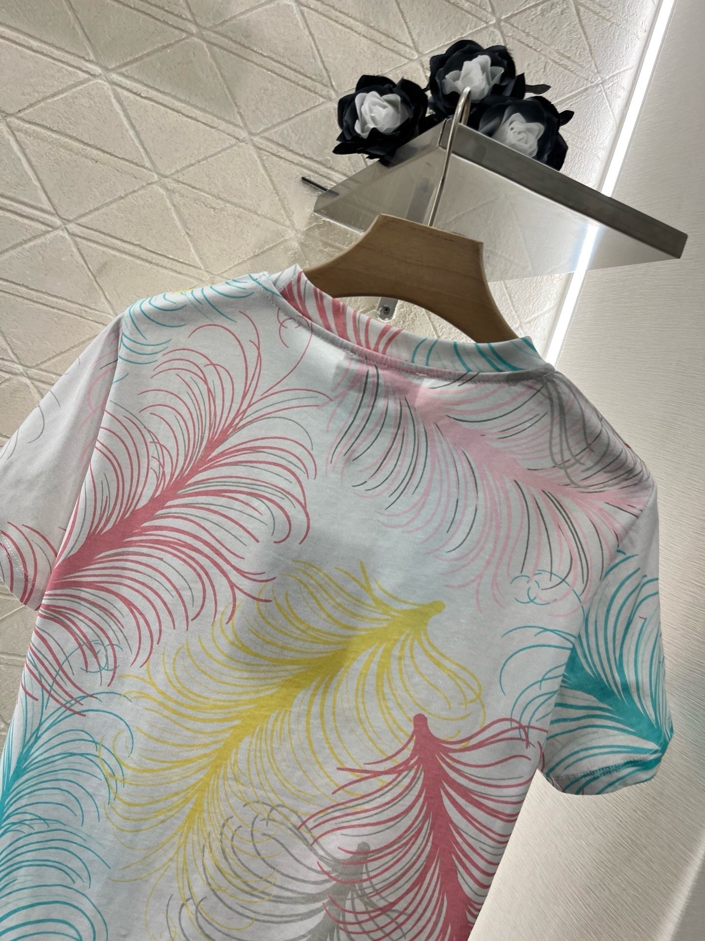 25SS New Feather Hot Diamond Printing