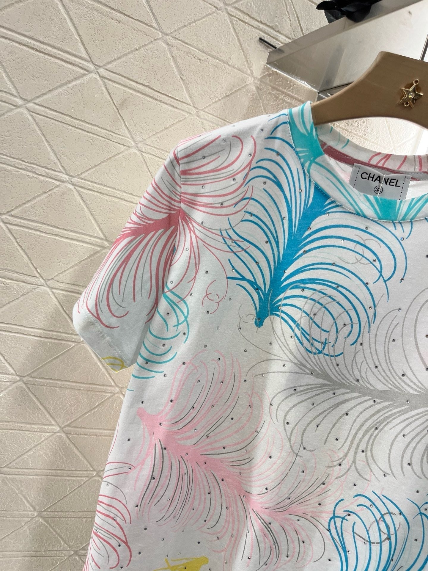 25SS New Feather Hot Diamond Printing