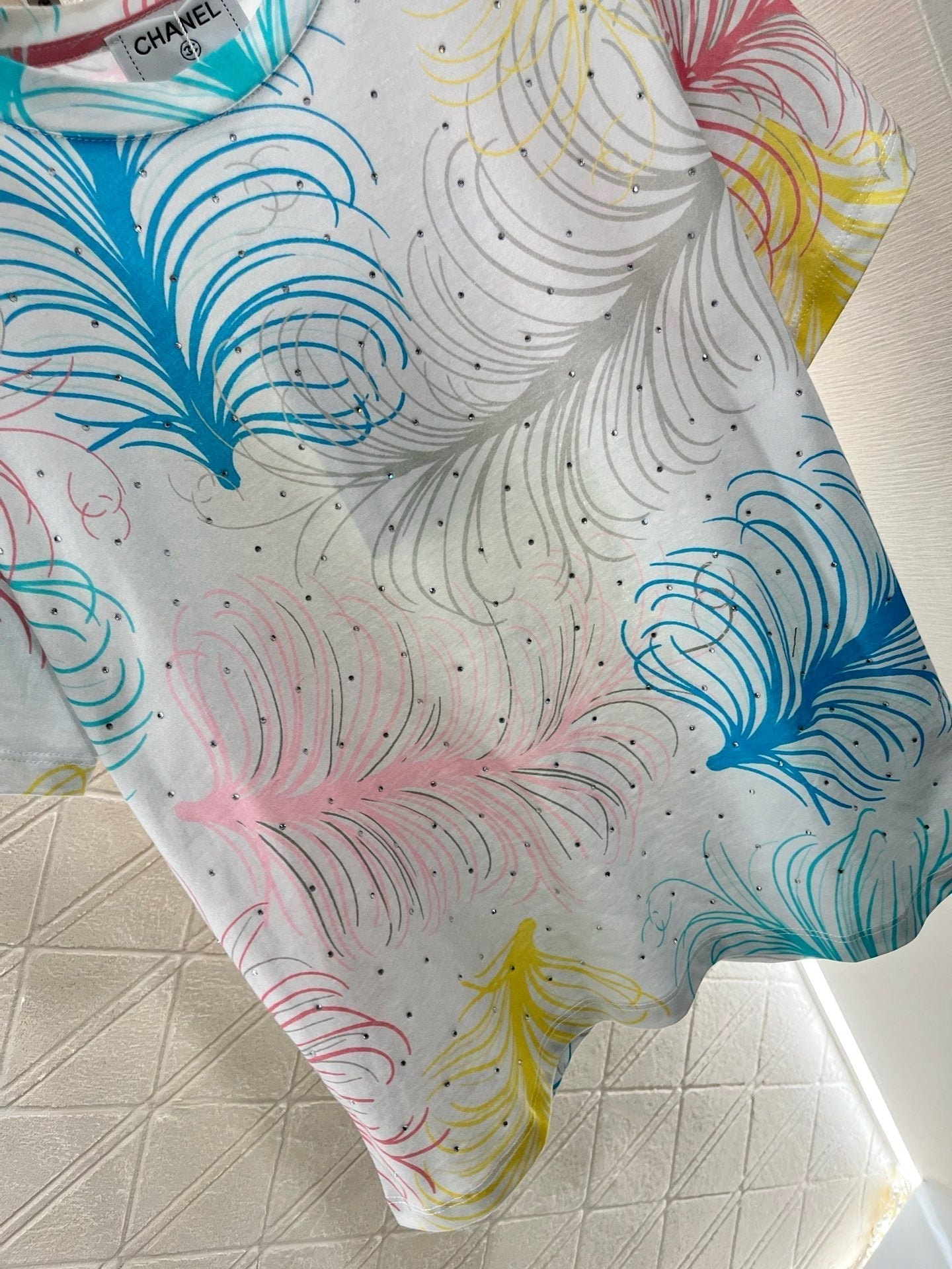 25SS New Feather Hot Diamond Printing