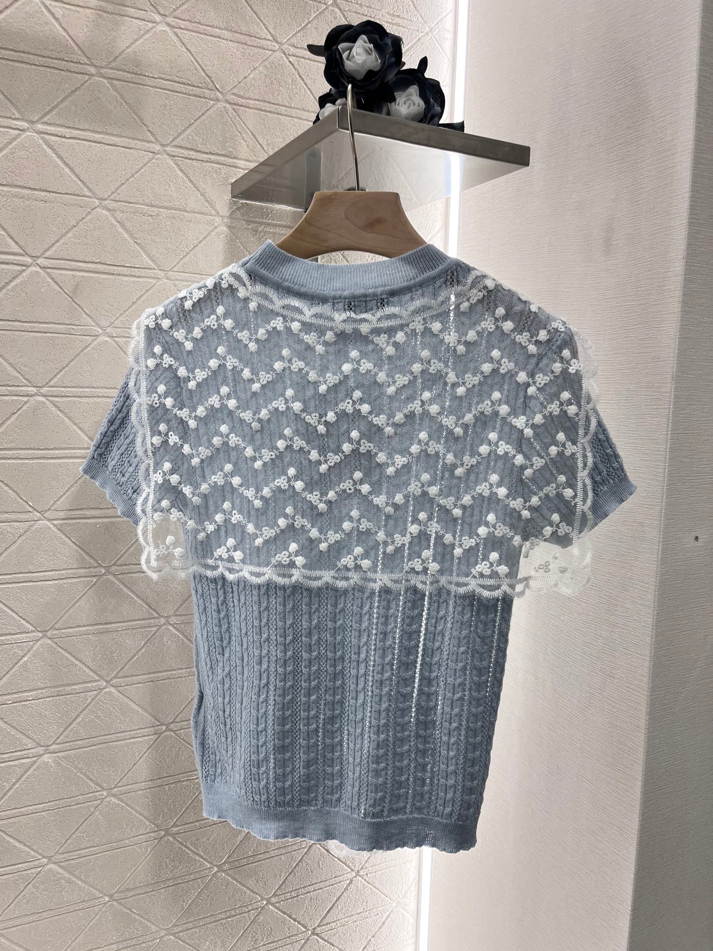 Lace shawl knit short sleeve