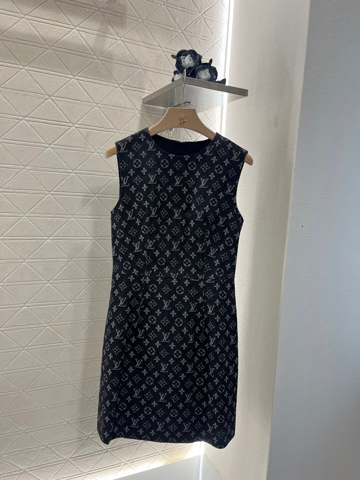 L Jacquard Denim Vest Skirt