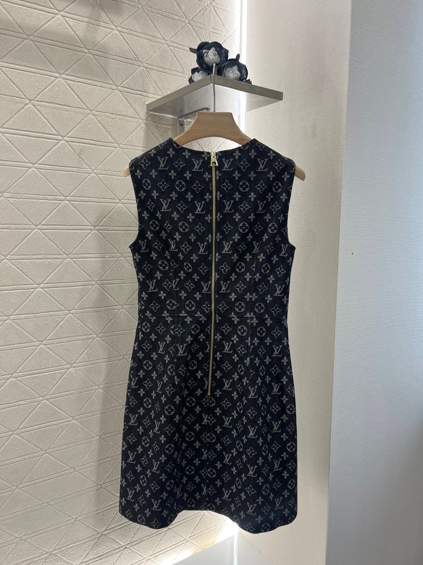 L Jacquard Denim Vest Skirt