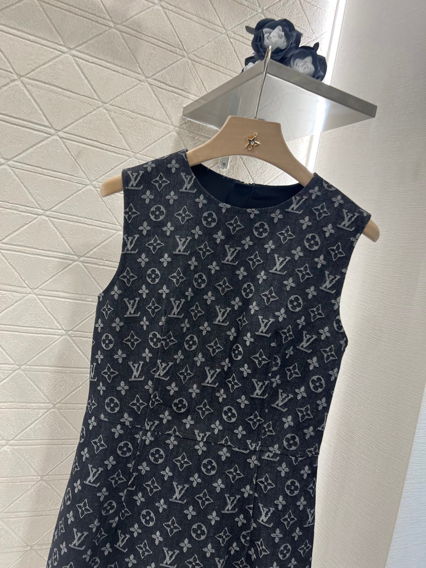 L Jacquard Denim Vest Skirt