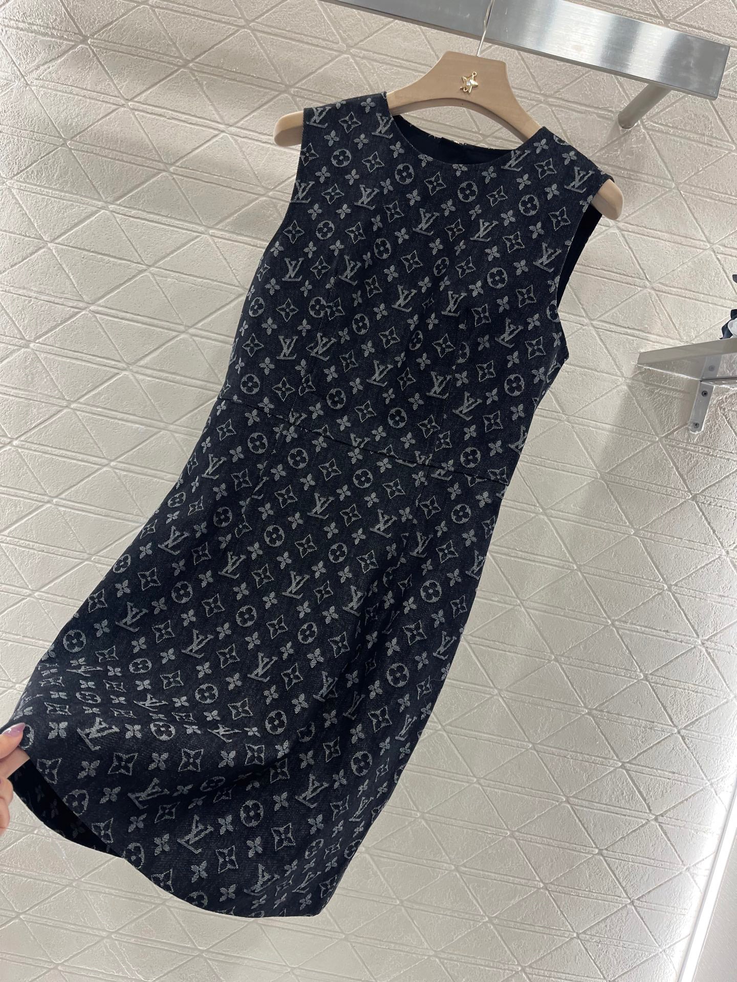 L Jacquard Denim Vest Skirt