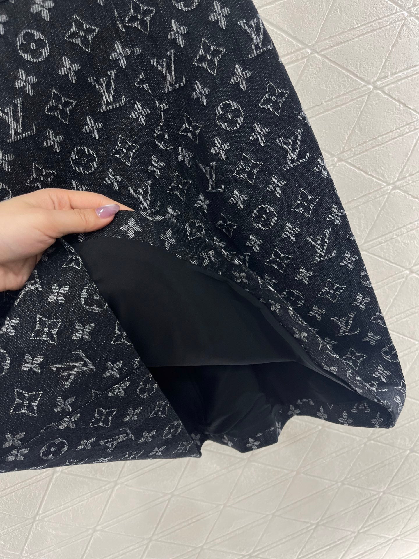 L Jacquard Denim Vest Skirt