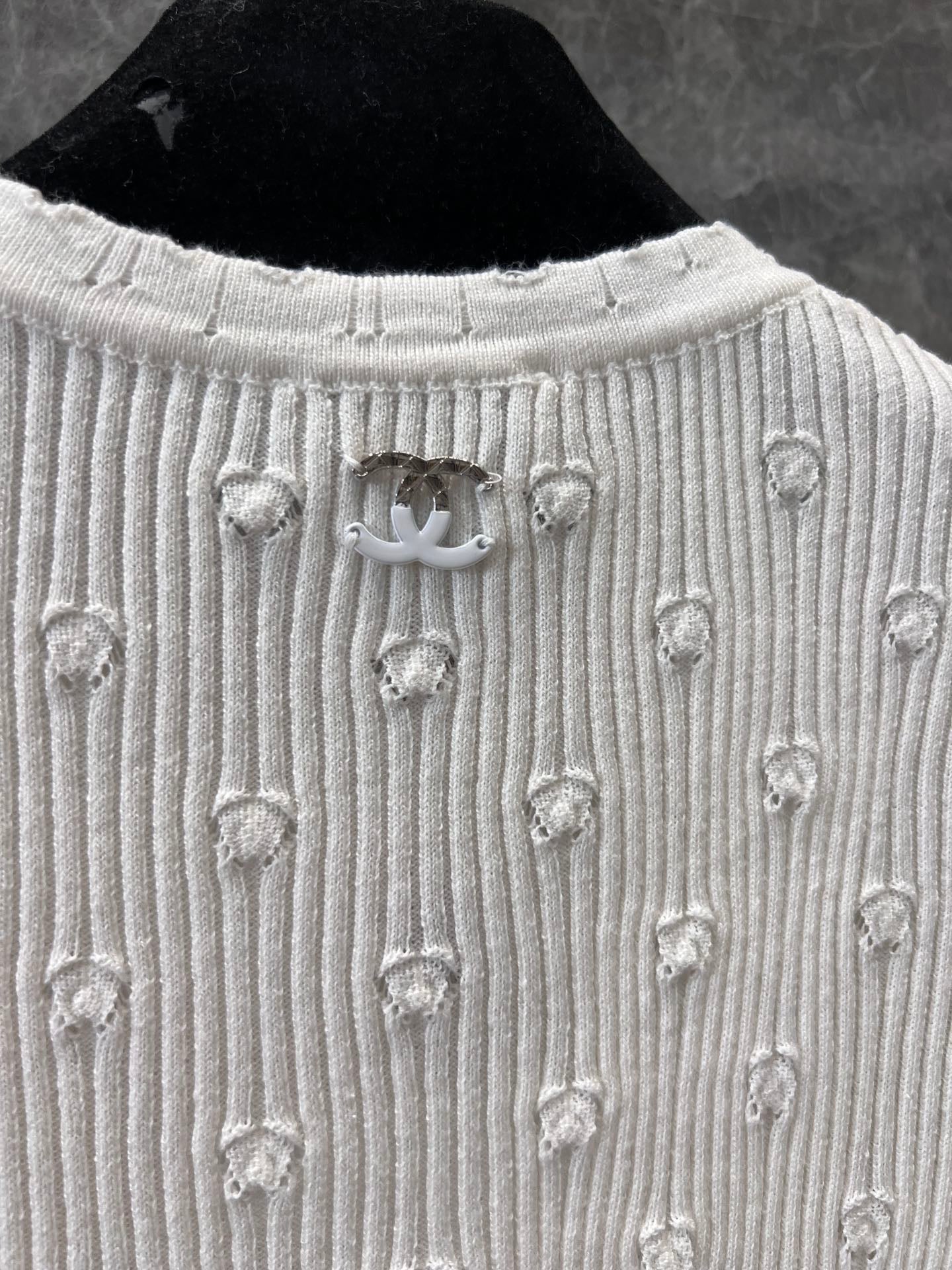 C 25 Crochet Knit Short Sleeve with Dimensional Polka Dots