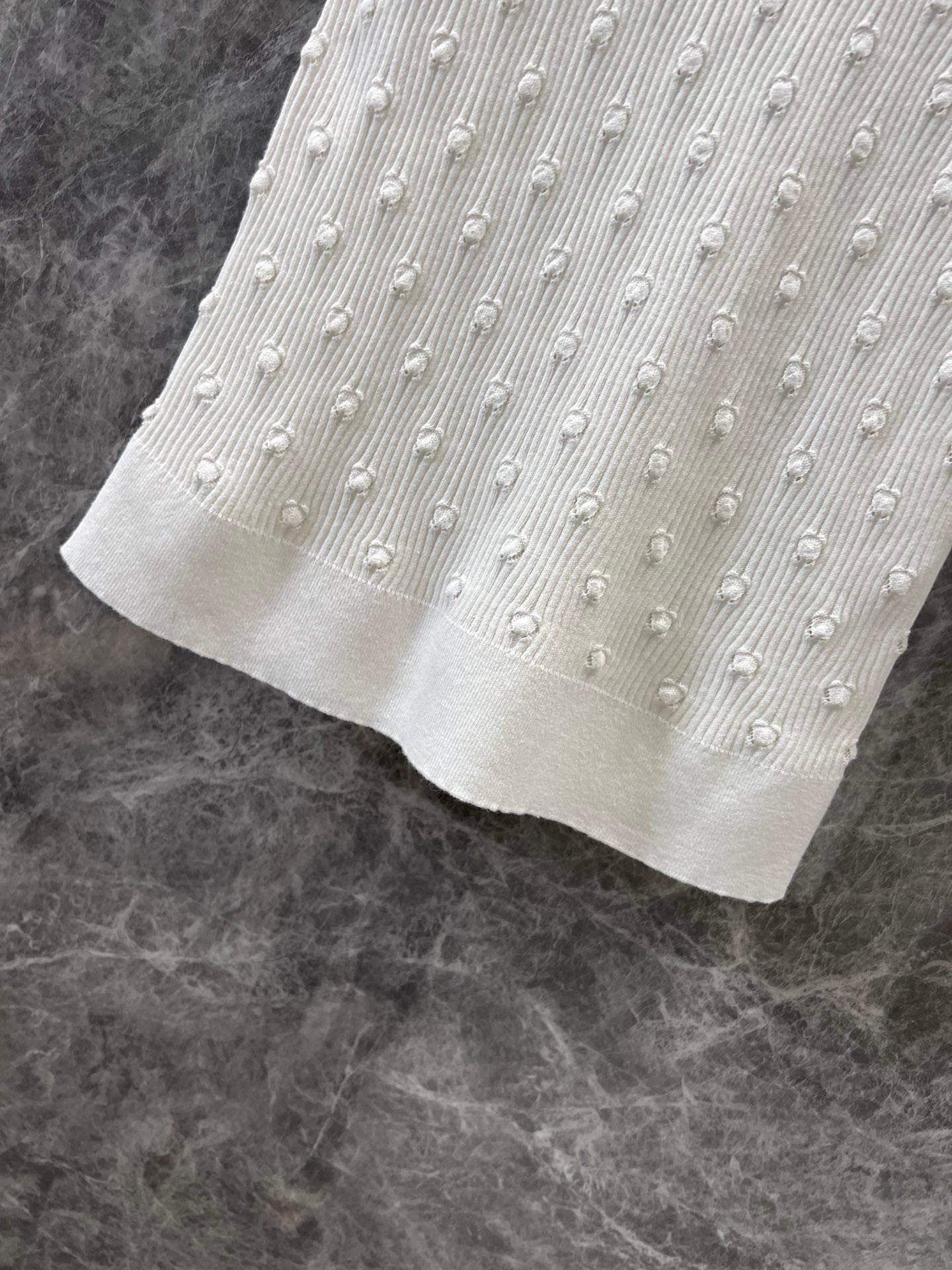 C 25 Crochet Knit Short Sleeve with Dimensional Polka Dots