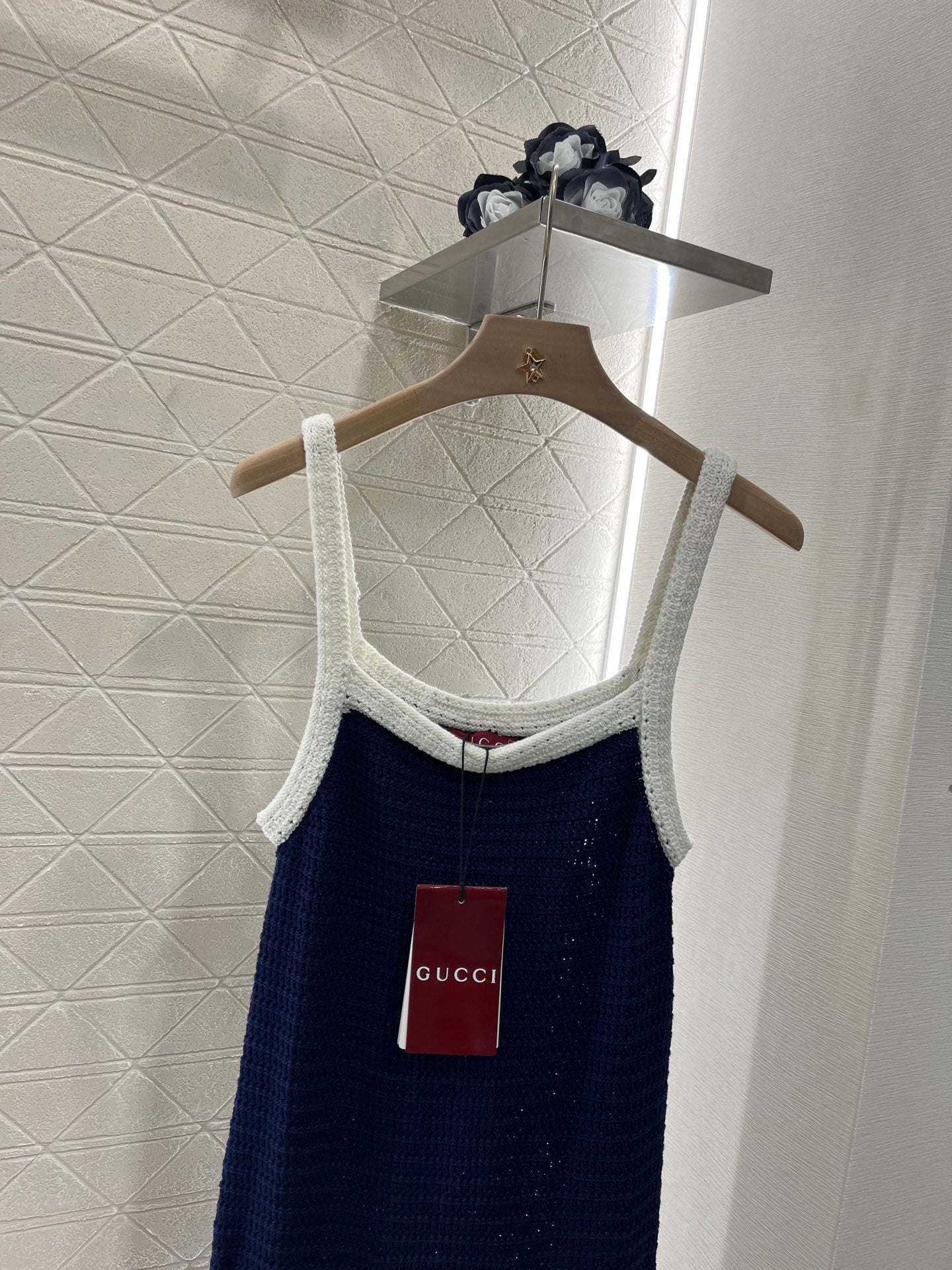 25ss Knitted contrast hem suspender skirt