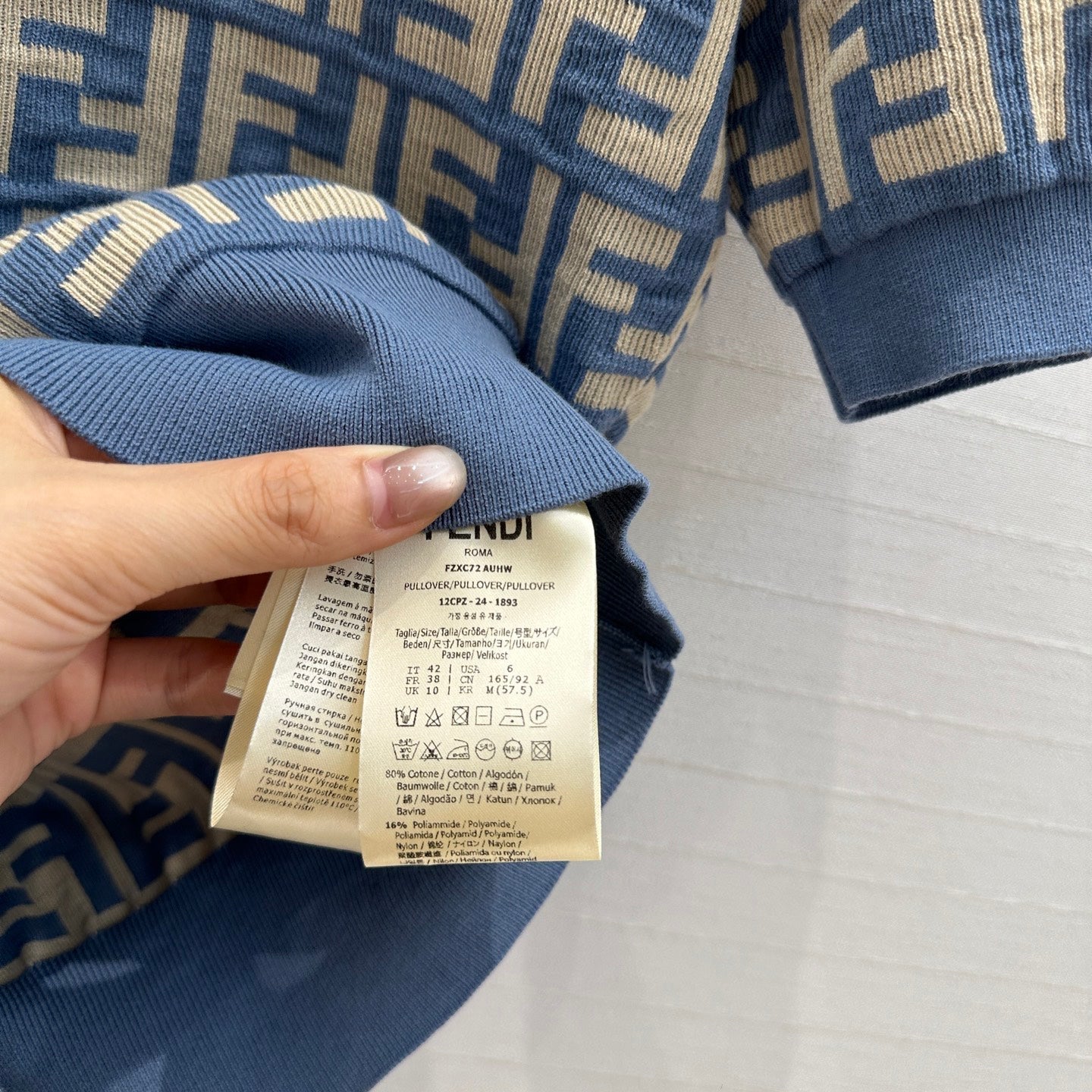 25 New blue double f jacquard slim short sleeve