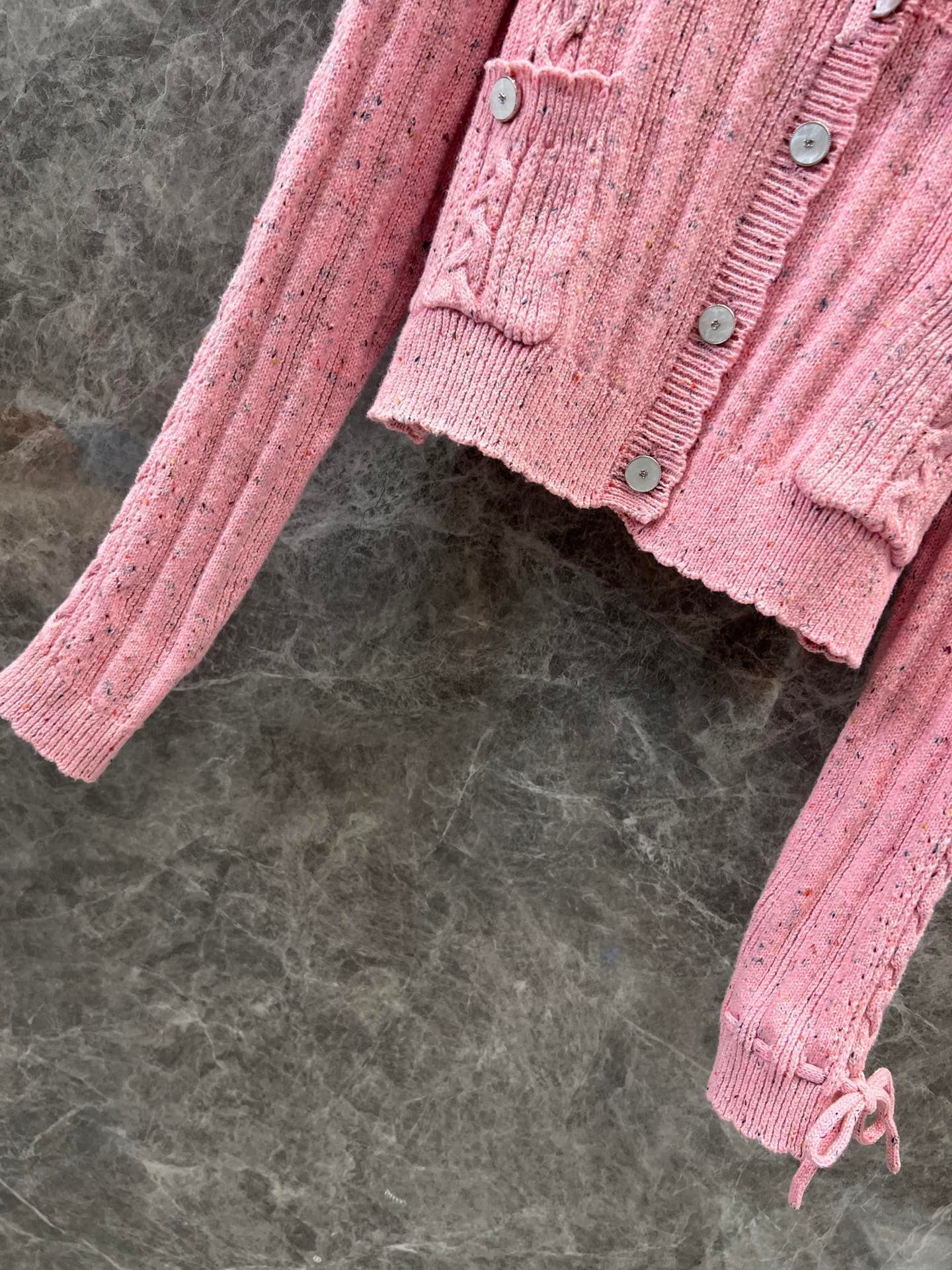 25 Early Spring New Product Heavy Craft Lace-up Pollen Cardigan