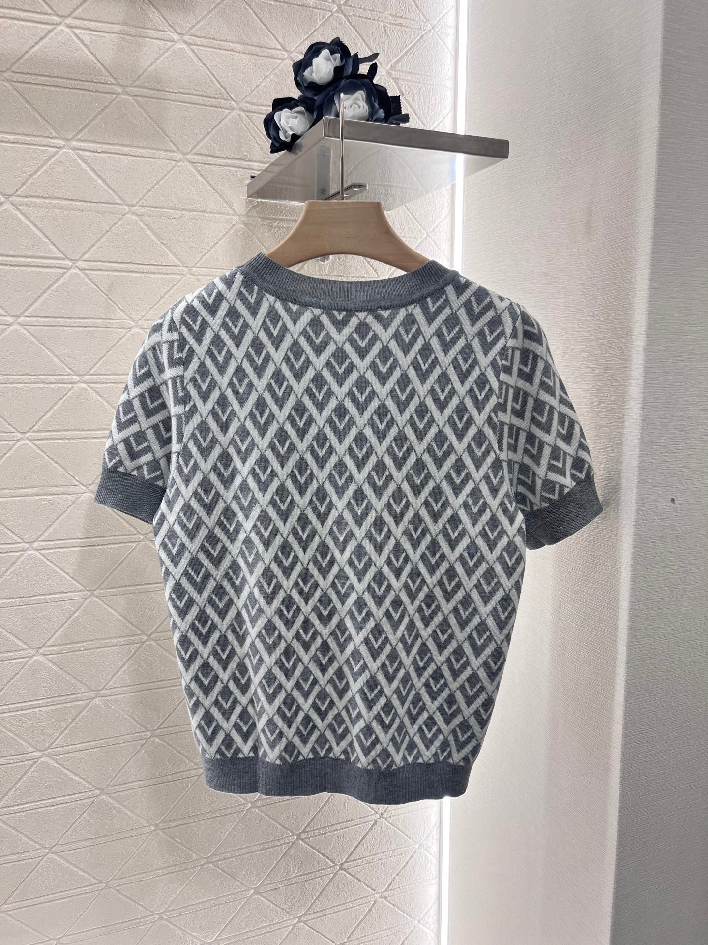 25 round neck jacquard knitted short sleeves