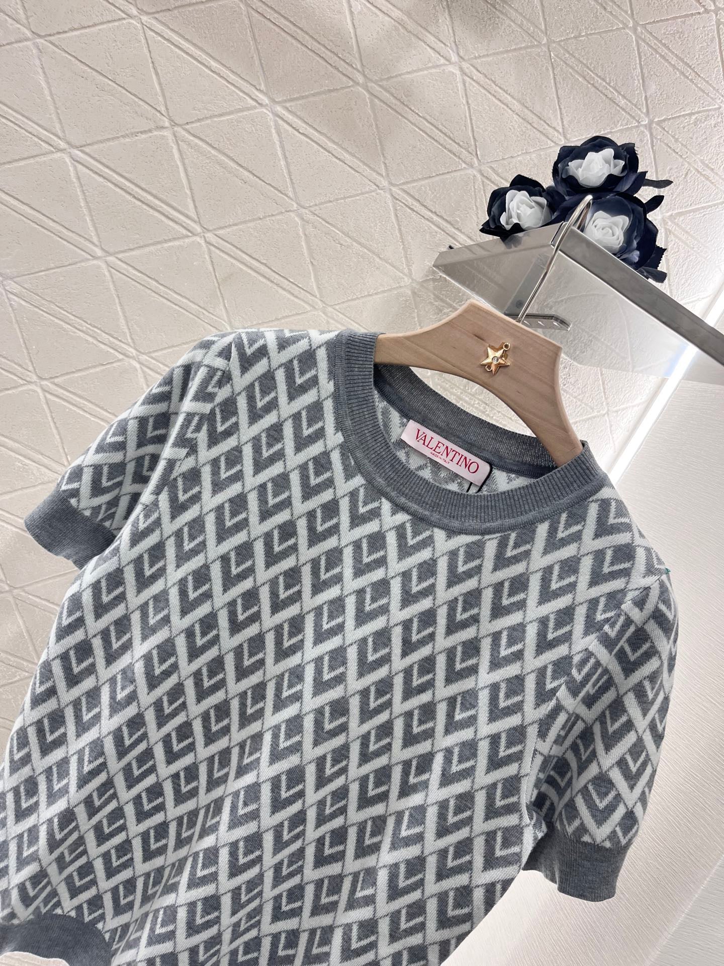 25 round neck jacquard knitted short sleeves