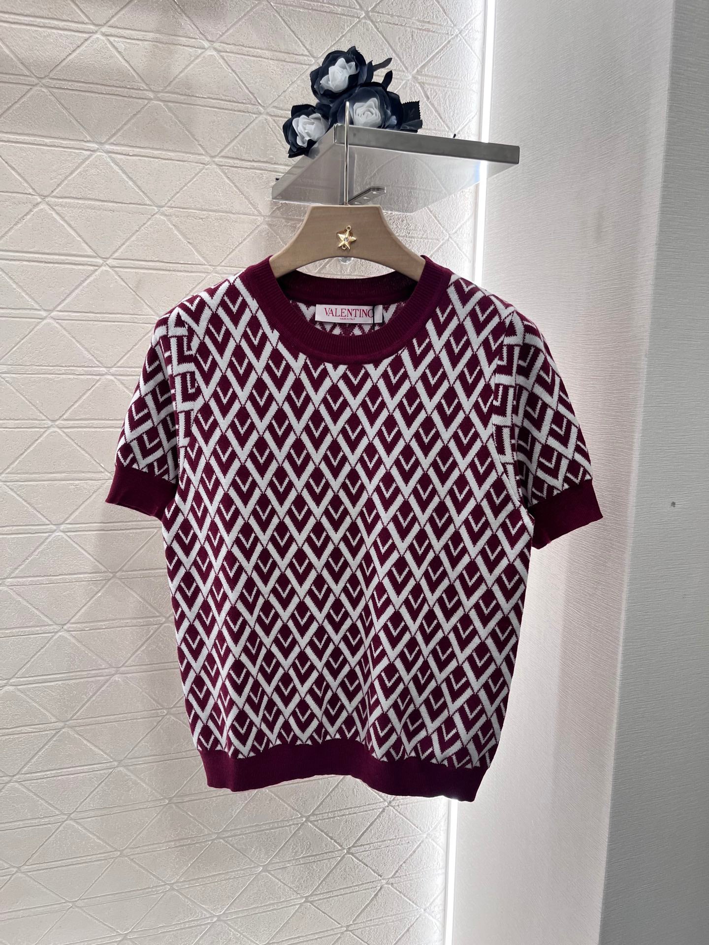 25 round neck jacquard knitted short sleeves