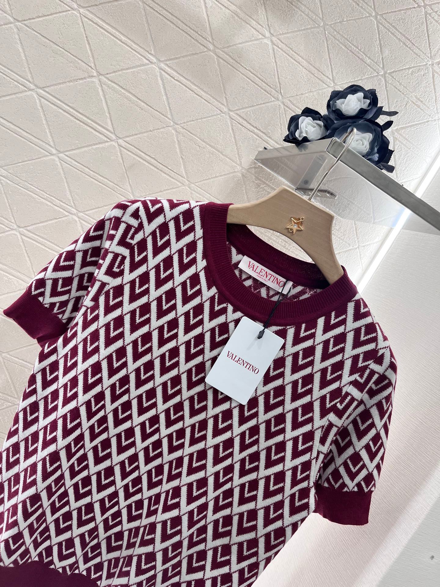 25 round neck jacquard knitted short sleeves