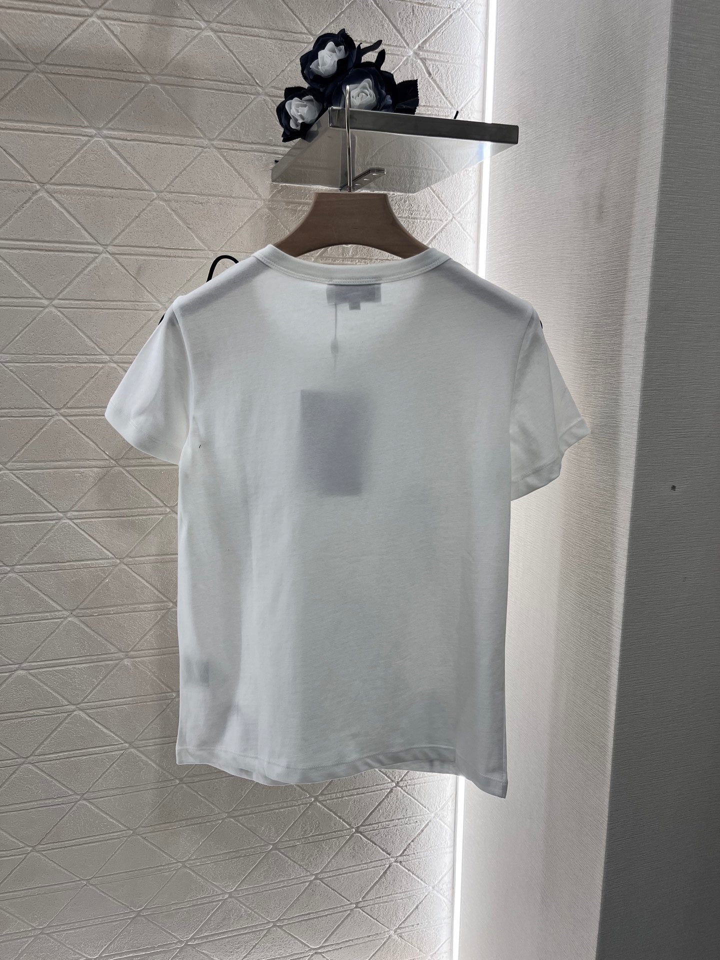 25 New blue double f jacquard slim short sleeve