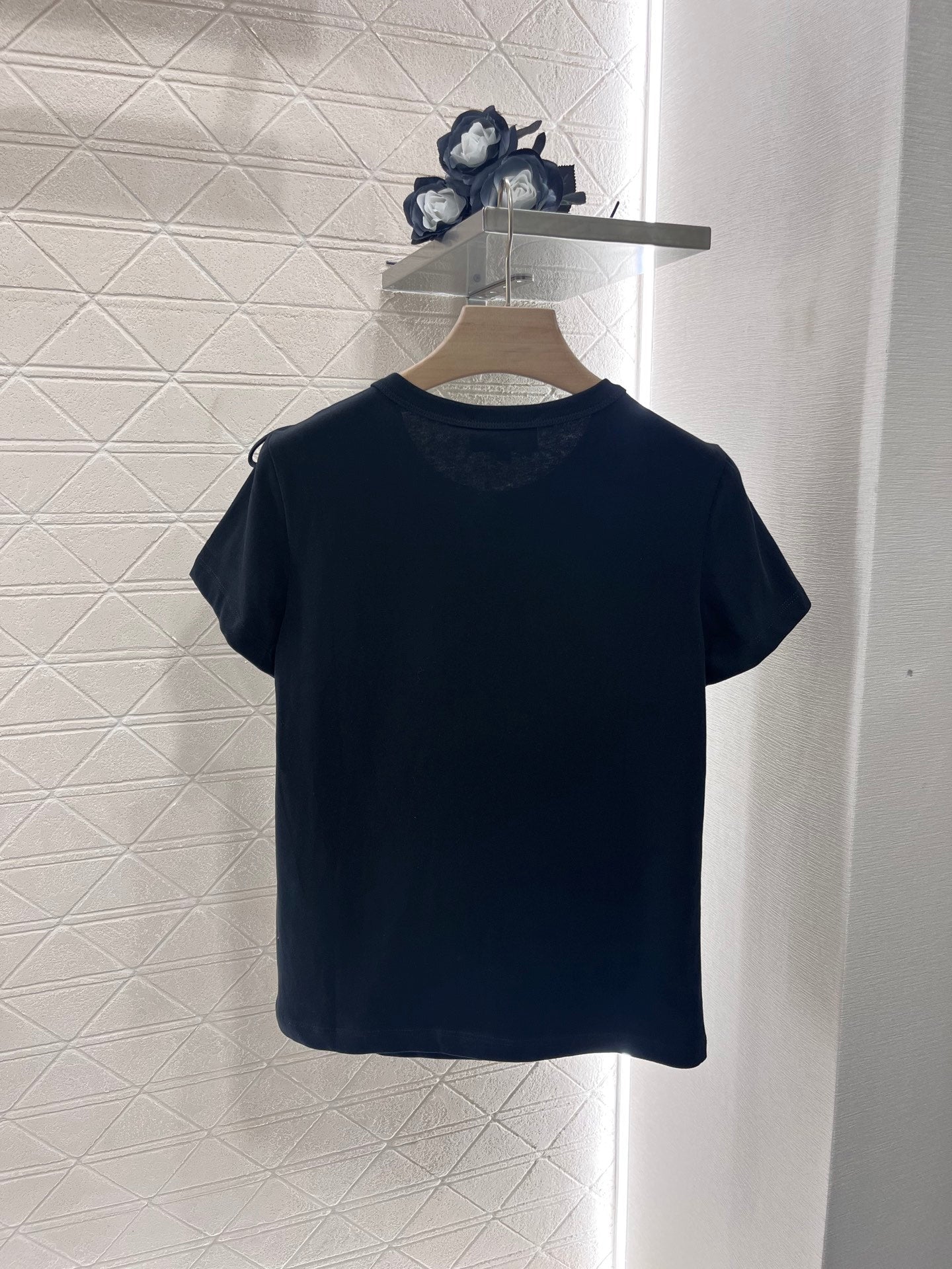25 New blue double f jacquard slim short sleeve