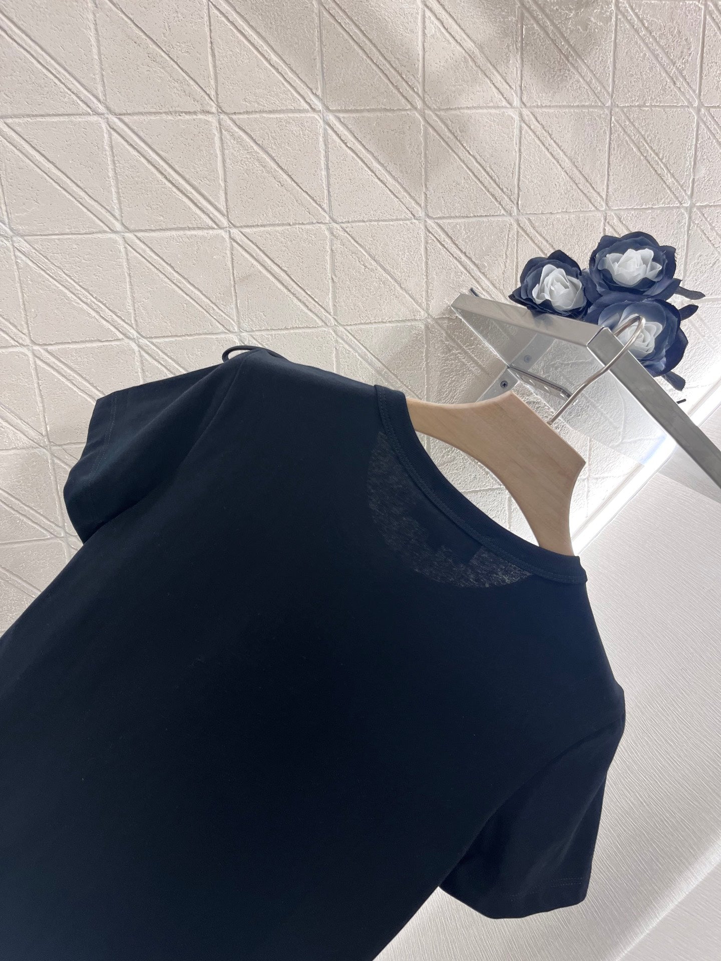 25 New blue double f jacquard slim short sleeve