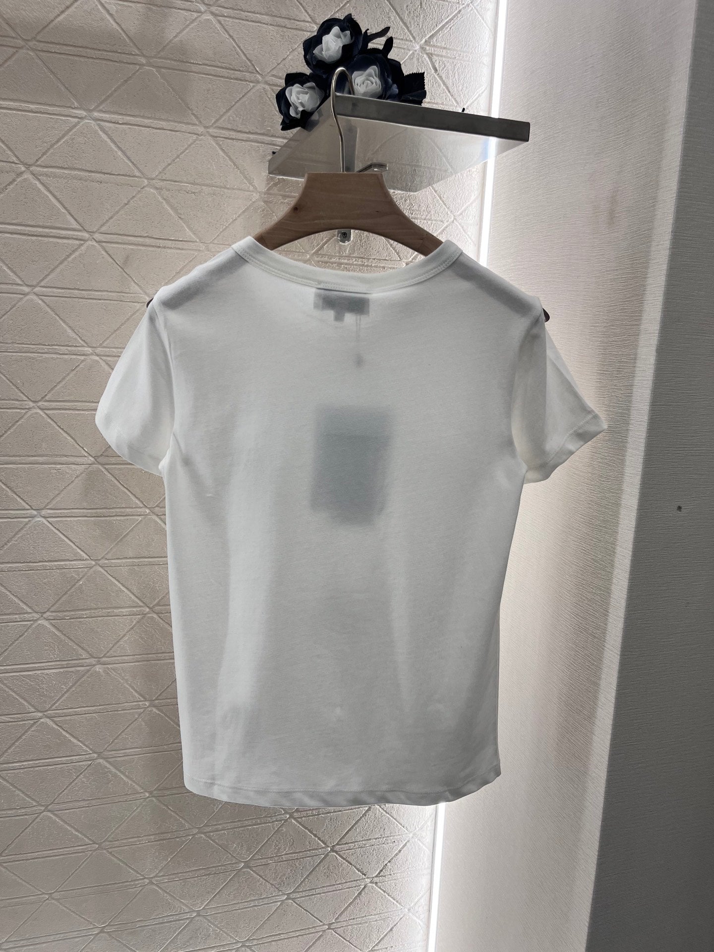 25 New blue double f jacquard slim short sleeve