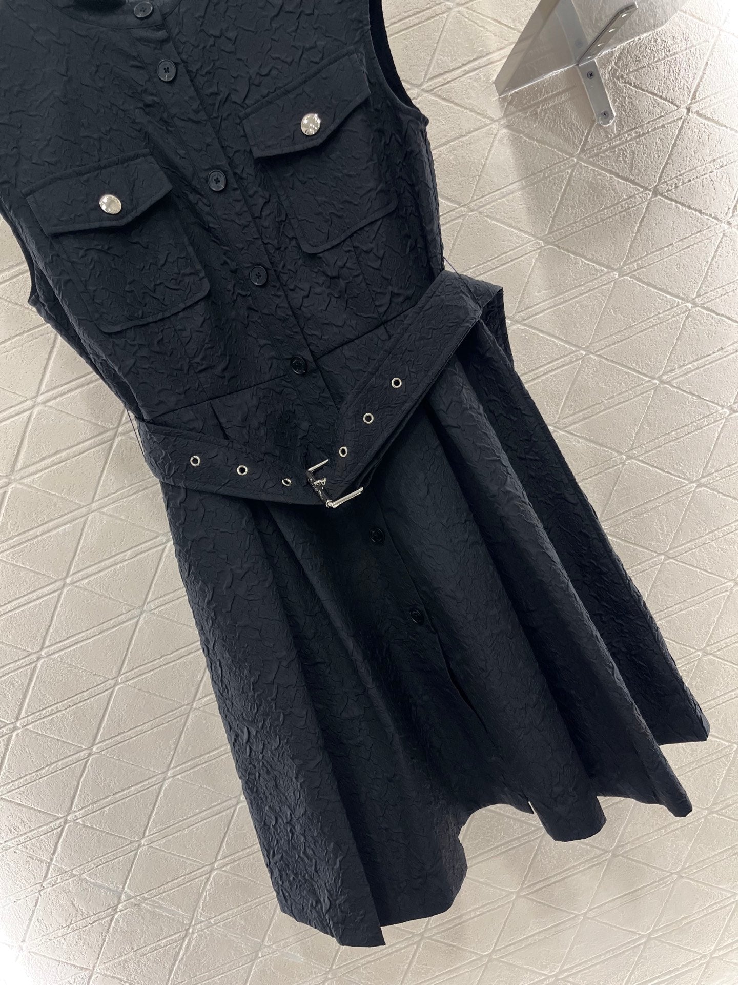 25 Stand Collar Sleeveless Belted Dress