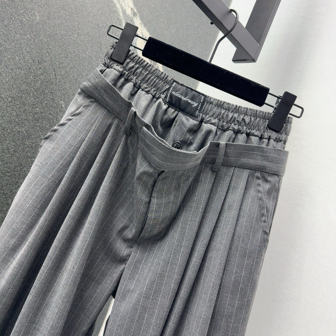 25 Early spring new arrival waist design workwear style pleated straight pants